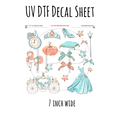 7"x7"- #154- Glass Slipper Princess- UV DTF Decal SHEET