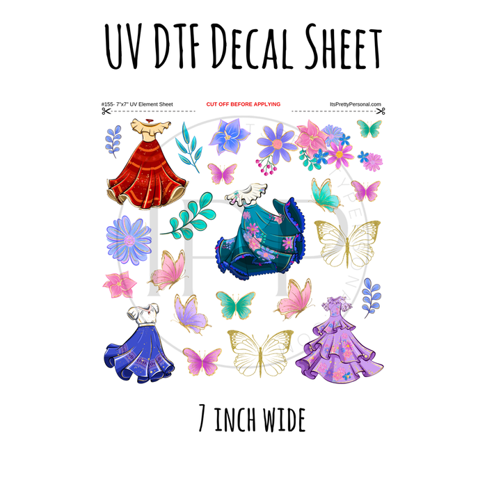 7"x7"- #155- Magic House Princess- UV DTF Decal SHEET