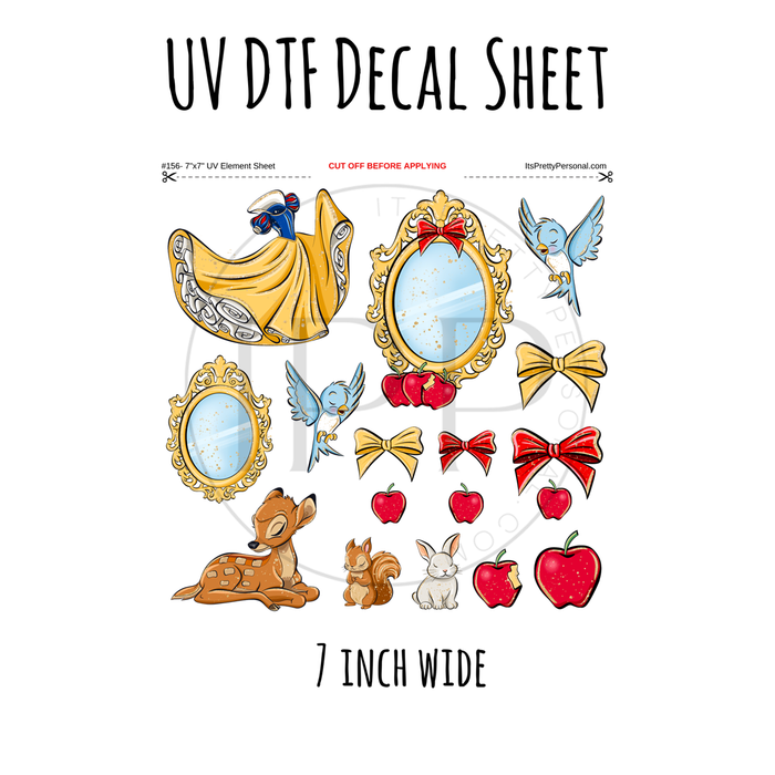 7"x7"- #156- Apple Woods Princess- UV DTF Decal SHEET