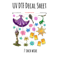 7"x7"- #157- Paper Lantern Princess- UV DTF Decal SHEET