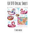 7"x7"- #159- Pool Party Floats Lets Go Party- UV DTF Decal SHEET
