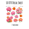 7"x7"- #163- Pink Orange Floral- UV DTF Decal SHEET