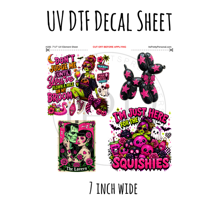 7"x7"- #166- Zombie Mom Pink Black - UV DTF Decal SHEET