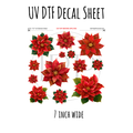 7"x7"- #170- Christmas Poinsettia Floral - UV DTF Decal SHEET