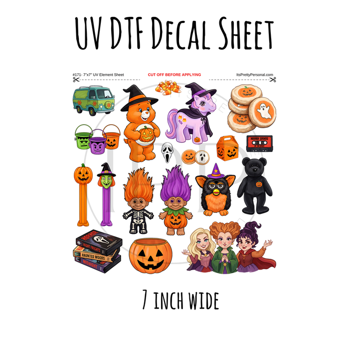 7"x7"- #171- 90's Halloween Vibes- UV DTF Decal SHEET