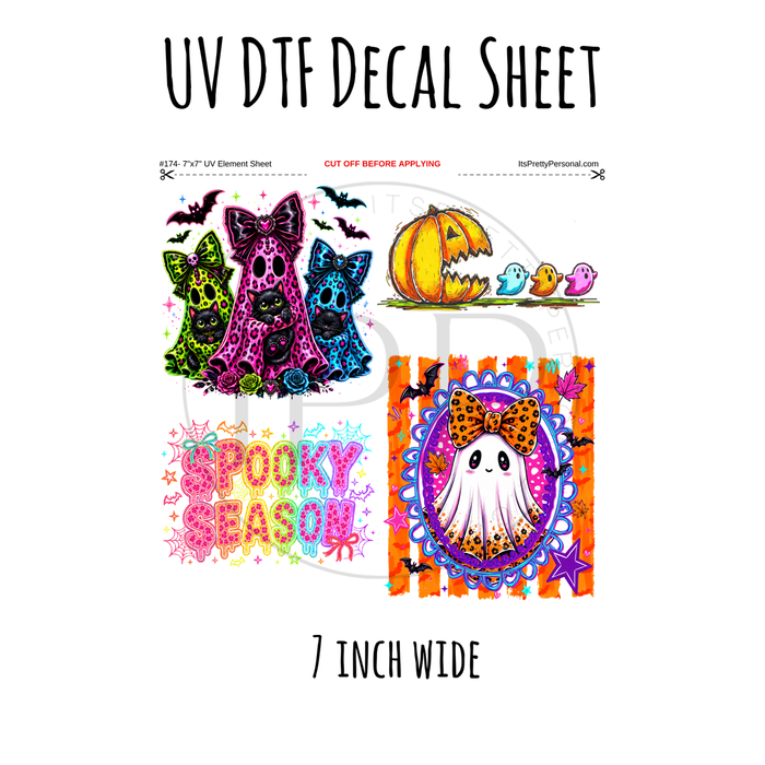 7"x7"- #174- Neon Spooky Season - UV DTF Decal SHEET