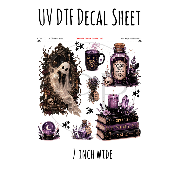 7"x7"- #176- Ghost Witchy - UV DTF Decal SHEET