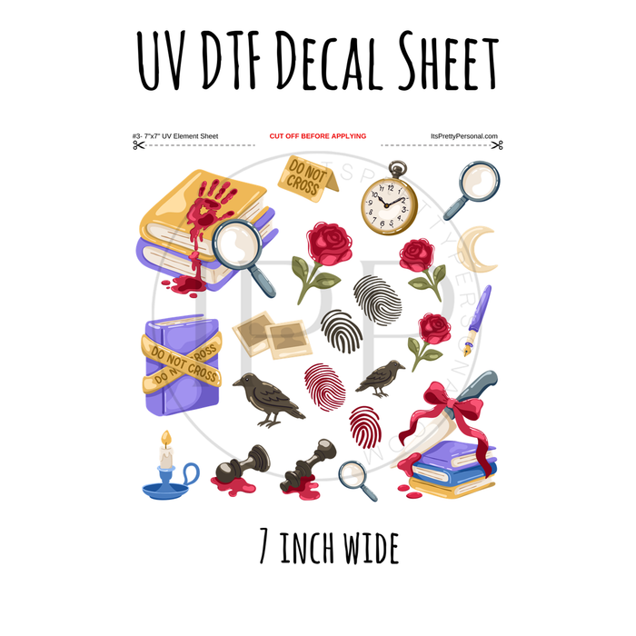 7"x7"- #3-Book Crime Mystery - UV DTF Decal SHEET