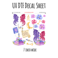 7"x7"- #32-Book Dragon Purple Pink Floral- UV DTF Decal SHEET