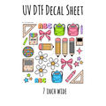 7"x7"- #34-School Supplies - UV DTF Decal SHEET (Cerra Creates)
