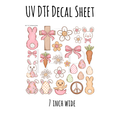 7"x7"- #39-Pastel Easter Bunny Spring- UV DTF Decal SHEET (Cerra Creates)