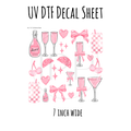 7"x7"- #41-Girly Pink Bow Drinks- UV DTF Decal SHEET (Cerra Creates)