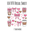 7"x7"- #42-Girly Pink Bow Coffee- UV DTF Decal SHEET (Cerra Creates)