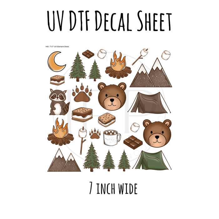7"x7"- #45-Outdoors Camping Smores- UV DTF Decal SHEET (Cerra Creates)