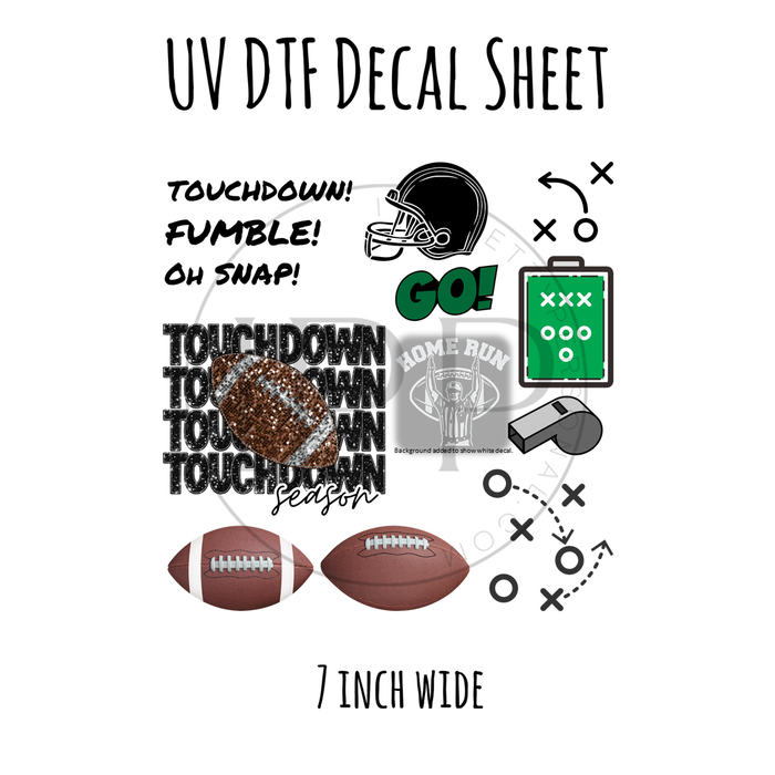 7"x7"- #5- Football- UV DTF Decal SHEET