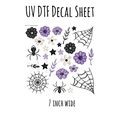 7"x7"- #53-Floral Spooky Spider - UV DTF Decal SHEET (Cerra Creates)