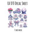 7"x7"- #6- Blue Winter Christmas Toile - UV DTF Decal SHEET