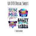 7"x7"- #61-Summer Beach Vibes- UV DTF Decal SHEET