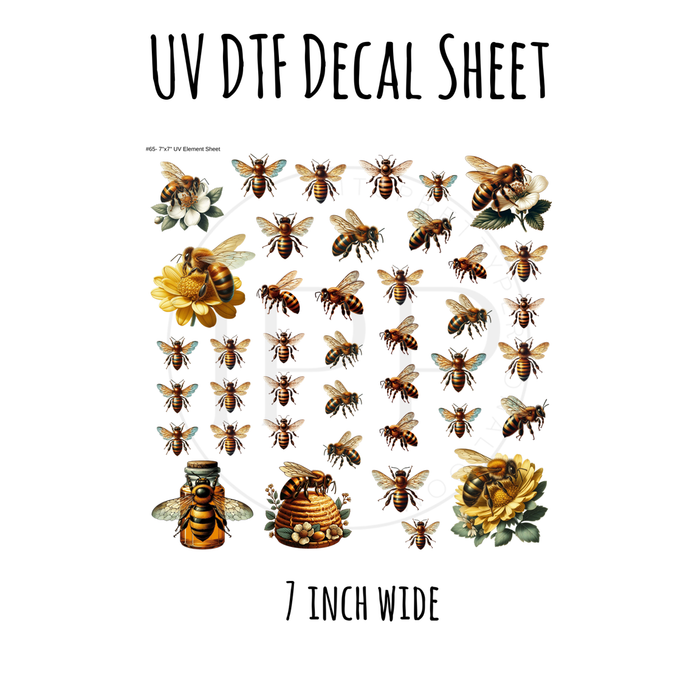 7"x7"- #65-Bee Honey- UV DTF Decal SHEET