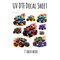 7"x7"- #69- Monster Trucks- UV DTF Decal SHEET