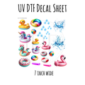 7"x7"- #71- Pool Floats Summer - UV DTF Decal SHEET