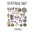 7"x7"- #75-Rainbow Checkered- UV DTF Decal SHEET (Cerra Creates)