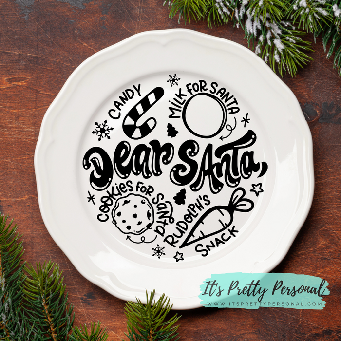 7"x7"- #8-Christmas Santa Plate  - UV DTF Decal SHEET (7 inch)