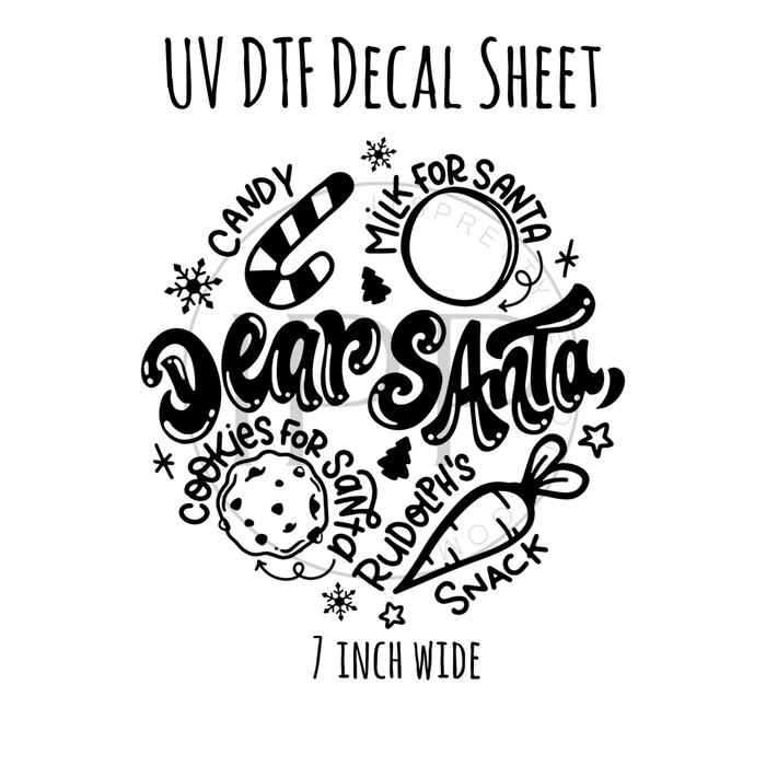 7"x7"- #8-Christmas Santa Plate  - UV DTF Decal SHEET (7 inch)