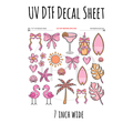 7"x7"- #85-Beach Pink Girly- UV DTF Decal SHEET (Cerra Creates)