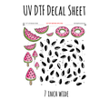 7"x7"- #88-Watermelon Seeds Summer- UV DTF Decal SHEET (Cerra Creates)