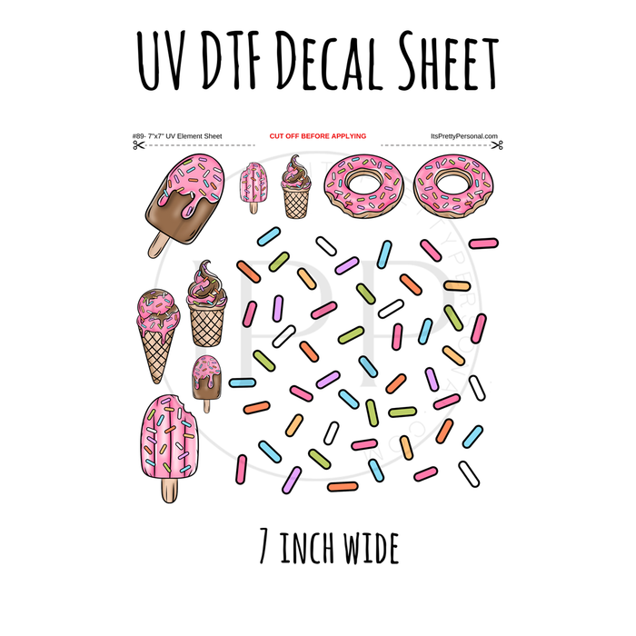 7"x7"- #89-Sweet Sprinkle Treats- UV DTF Decal SHEET (Cerra Creates)