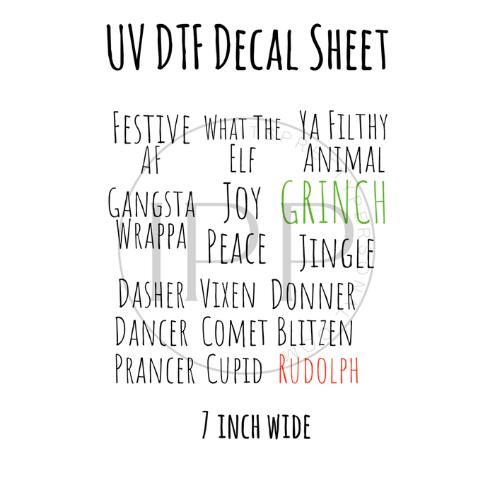 7"x7"- #9- Ornaments Sayings - UV DTF Decal SHEET
