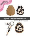 #89B HARDWARE, BEAD + KEYCHAIN KIT- "Bow Ghost Cat"- UV DTF + Acrylic Blank