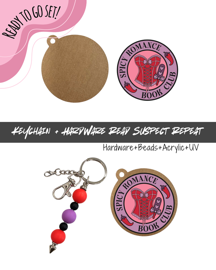 #8B HARDWARE, BEAD + KEYCHAIN KIT- "Spicy Romance Book Club"- UV DTF + Acrylic Blank