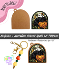 #93B HARDWARE, BEAD + KEYCHAIN KIT- "Stained Glass Cat Pumpkin"- GLOW BEADS + UV DTF + Acrylic Blank