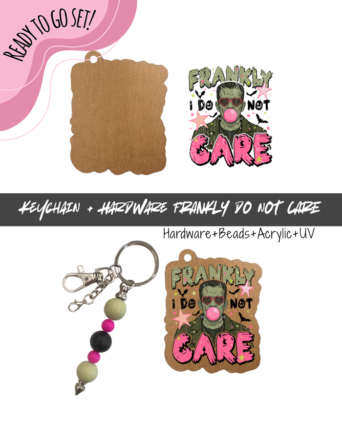 #94B HARDWARE, BEAD + KEYCHAIN KIT- "Frank Don't Care"- BEADS + UV DTF + Acrylic Blank