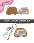 #97B HARDWARE, BEAD + KEYCHAIN KIT- "Ghost Book Bus"- GLOW BEAD + UV DTF + Acrylic Blank