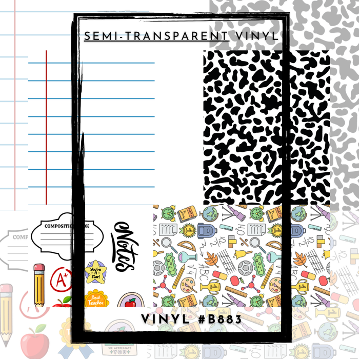 #B883- SEMI-TRANSPARENT- Teacher Stick Holder Designs-12x12 Pattern Vinyl