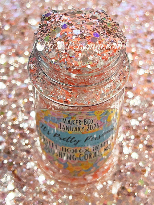 "Blushing Coral XL" -Pastel Coral Holographic Glitter (Maker Box January 2026)