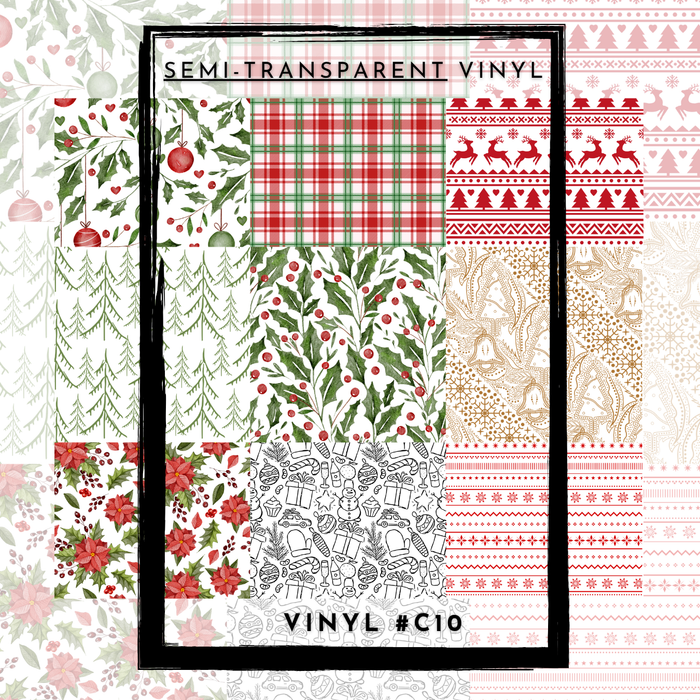 #C10- SEMI-TRANSPARENT Grid Sheet Helper- Classic Christmas -12x12 Pattern Vinyl