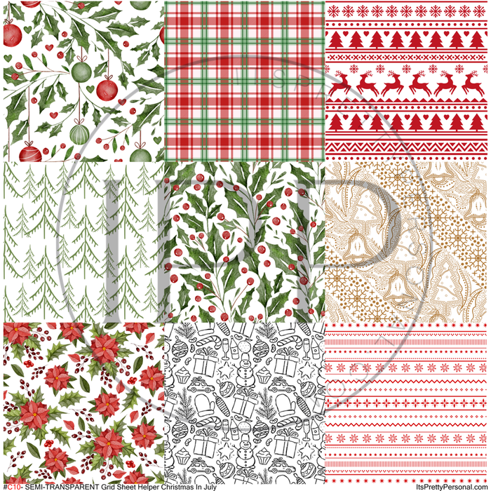 #C10- SEMI-TRANSPARENT Grid Sheet Helper- Classic Christmas -12x12 Pattern Vinyl