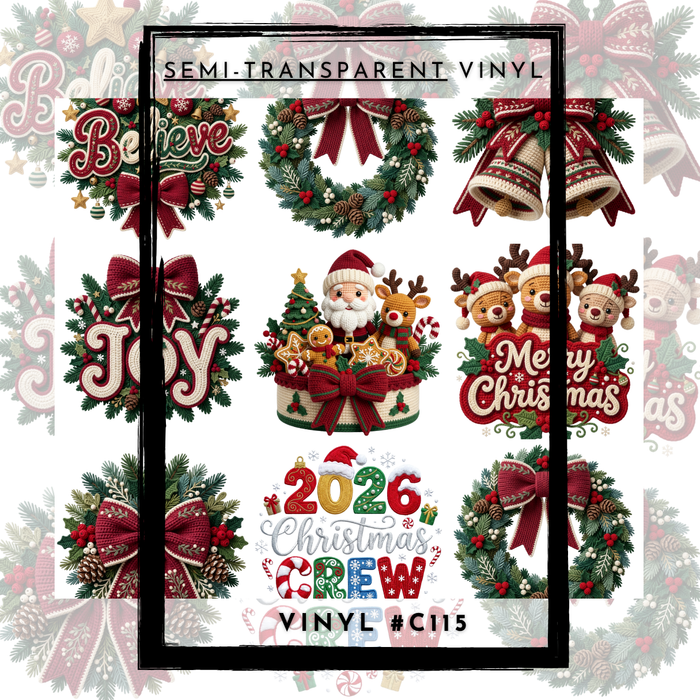 #C115- SEMI-TRANSPARENT Grid Sheet Helper-Christmas -12x12 Pattern Vinyl