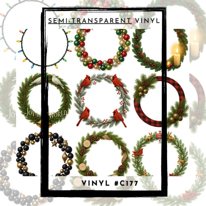 #C177- SEMI-TRANSPARENT Grid Sheet Helper-Christmas Frames -12x12 Pattern Vinyl