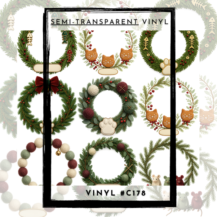 #C178- SEMI-TRANSPARENT Grid Sheet Helper- Cat Christmas Frames -12x12 Pattern Vinyl