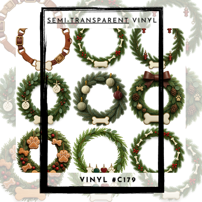 #C179- SEMI-TRANSPARENT Grid Sheet Helper- Dog Christmas Frames -12x12 Pattern Vinyl