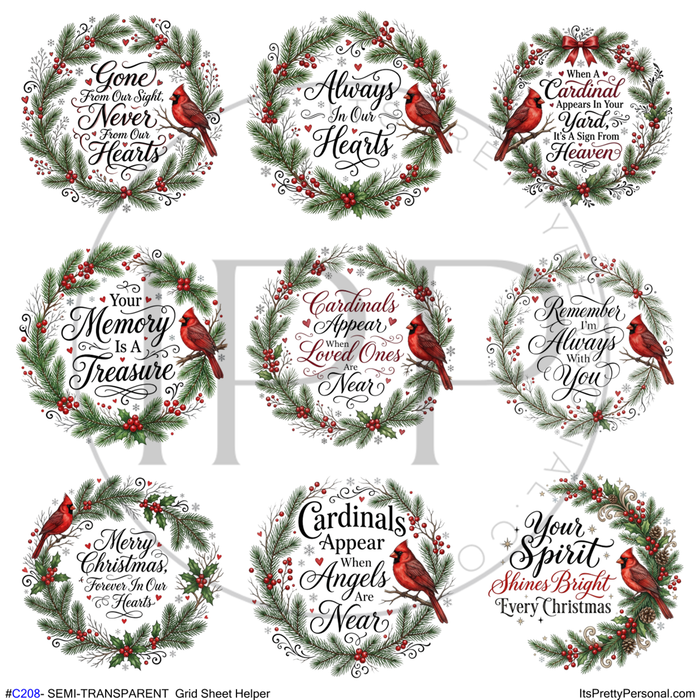 #C208- SEMI-TRANSPARENT Grid Sheet Helper- Cardinal Quotes -12x12 Pattern Vinyl