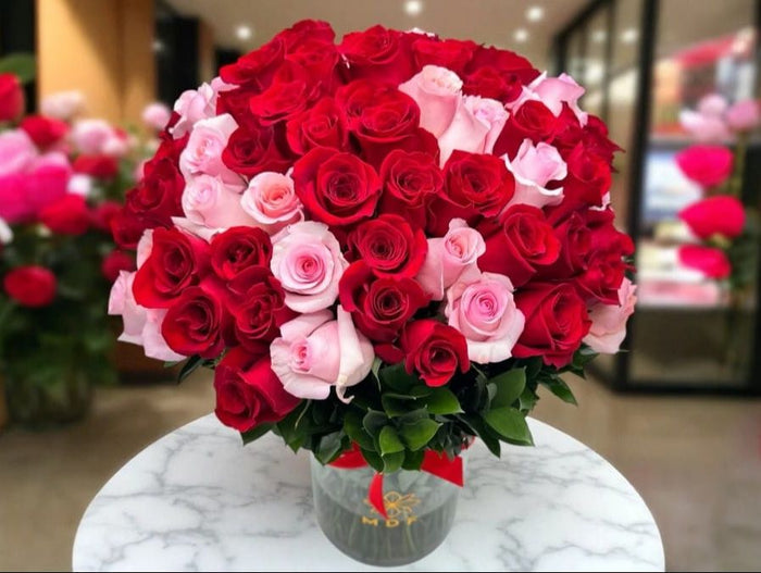 Classic Red and Pink Rose Arrangement