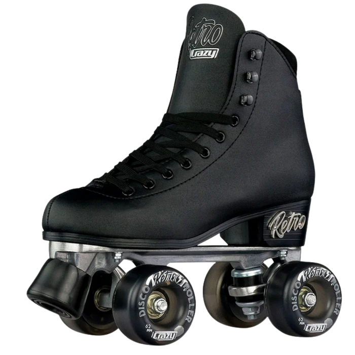 Crazy Skates - Black Retro Outdoor Roller Skates