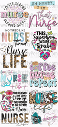 DESIGN #10- Nurse DTF Gang Sheet 22"x48" (Fabric Transfers)