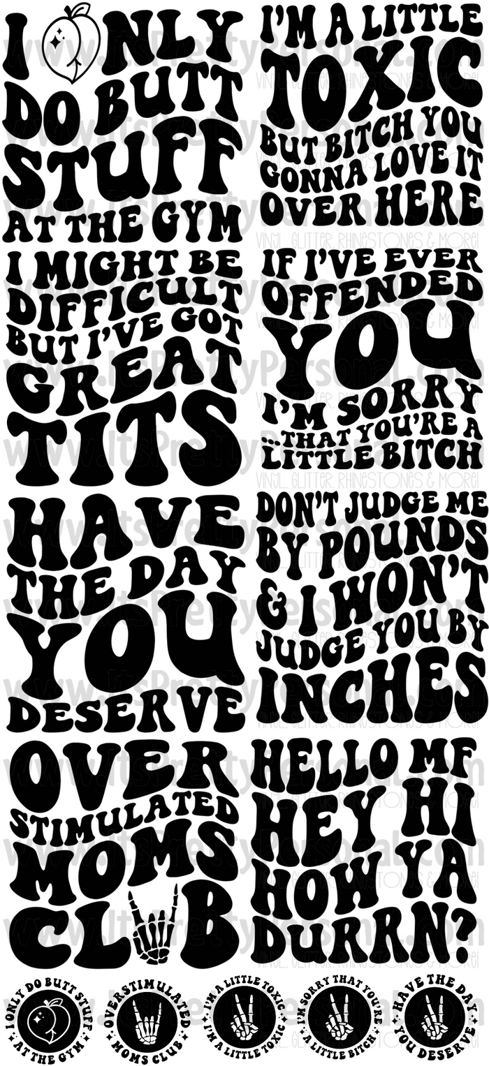 DESIGN #14- ADULT ONLY 18+ DTF Gang Sheet 22"x48" (Fabric Transfers)